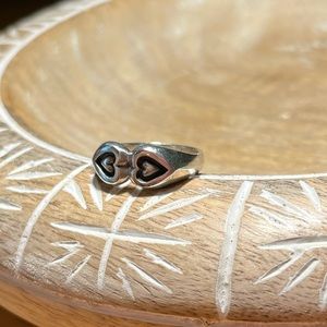 Double Heart 925 Sterling Silver Ring